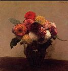 Henri Fantin-Latour Dahlias, Queens Daisies, Roses and Corn Flowers I painting
